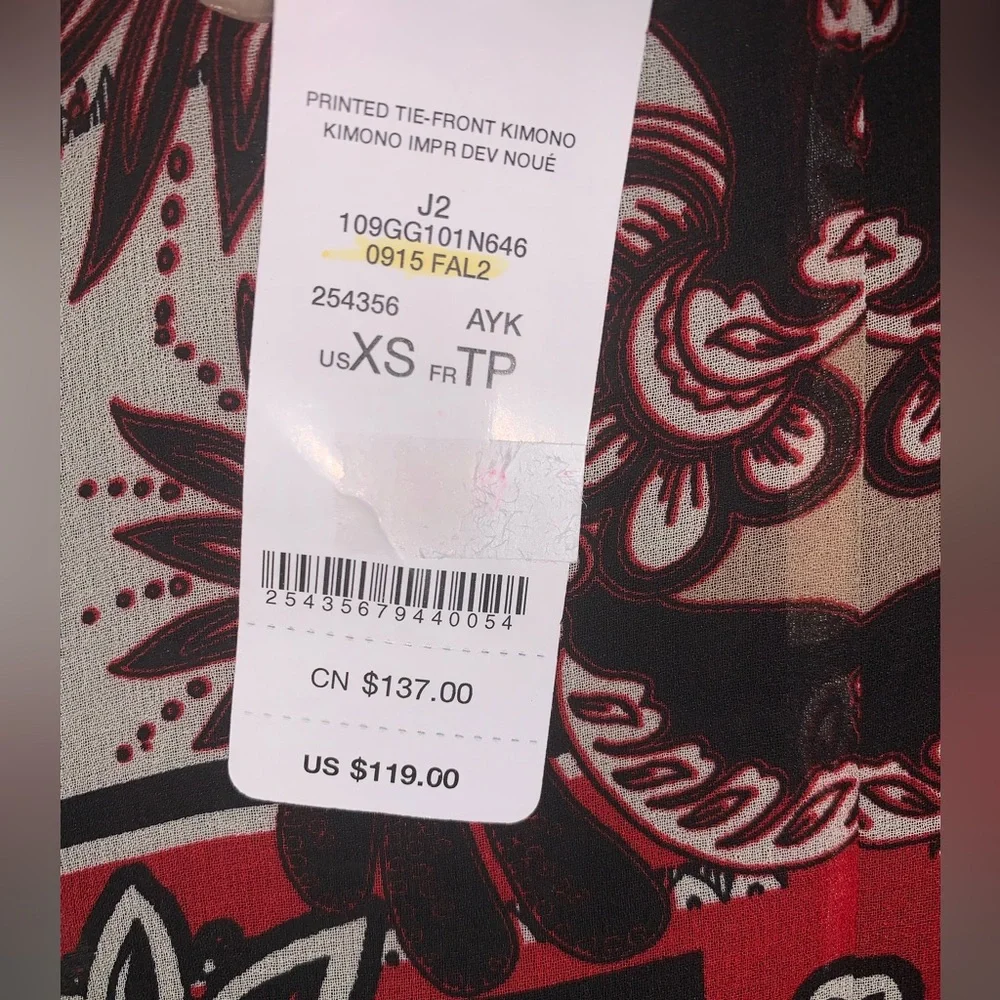 NWT Tie-Front Kimono Size XS - Picture 12 of 13